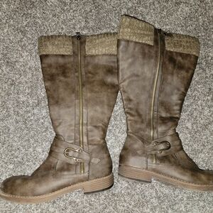 Torrid Women's Brown Mid-Calf Knit-Cuff Riding Boots Size 9 wide Extra Wide Calf